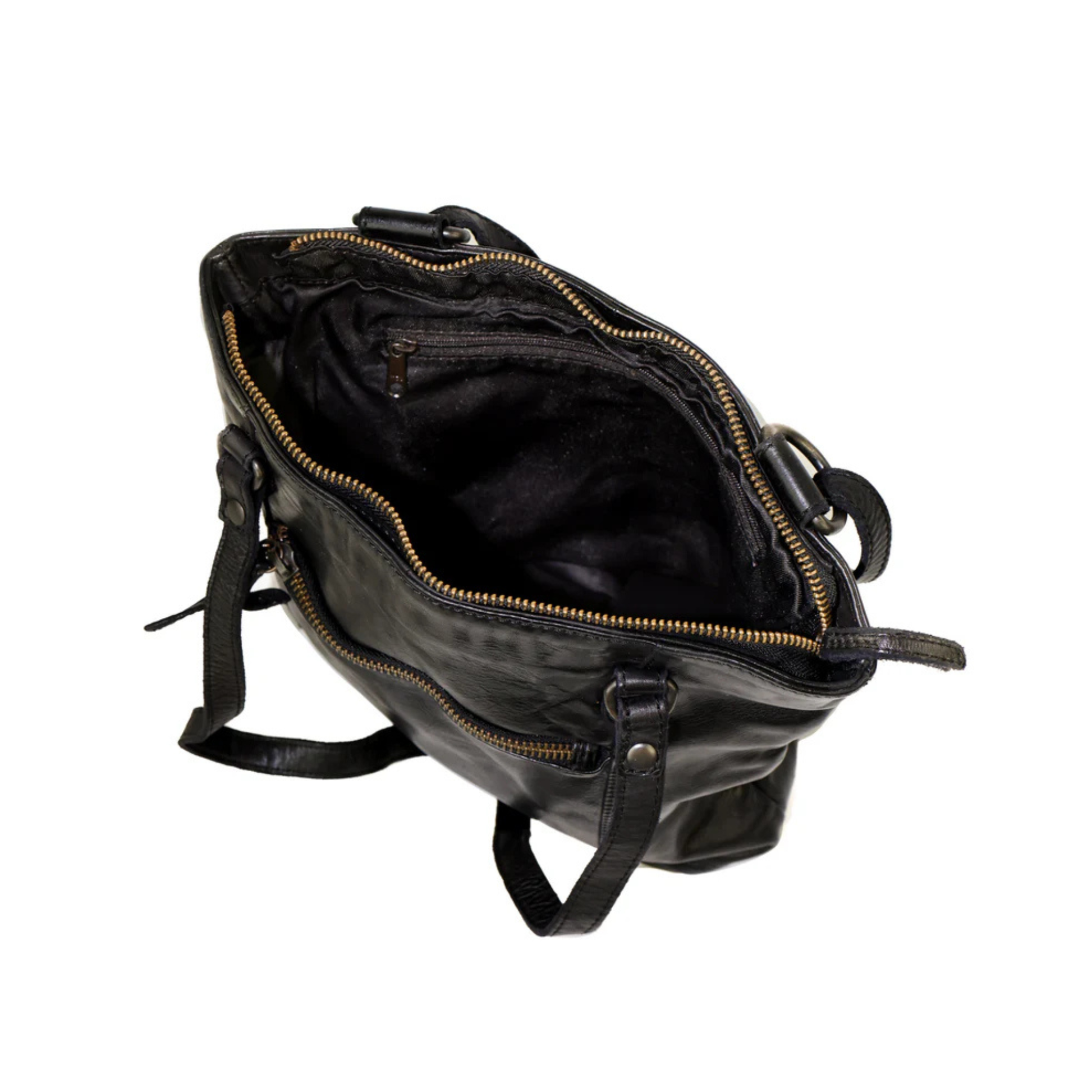 sac cuir noir bear sandy interieur compartiment zip