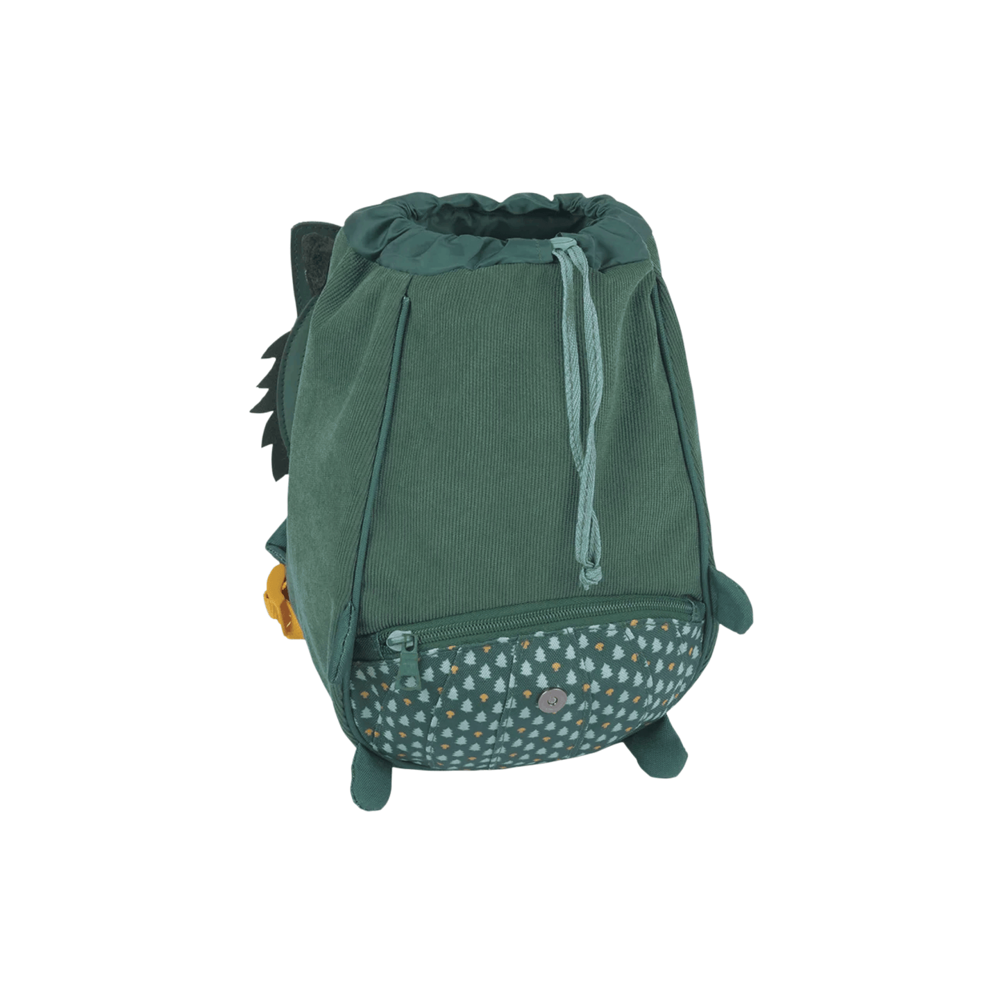 Sac à dos maternelle Loup L'École des Tann's vert ouvert avec fermeture à cordon coulissant