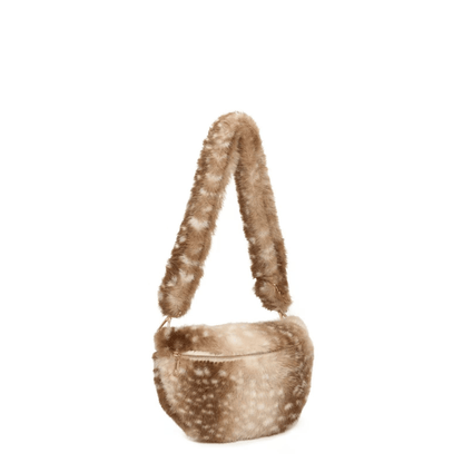 Sac banane Bambi beige en fausse fourrure effet faon vue de face