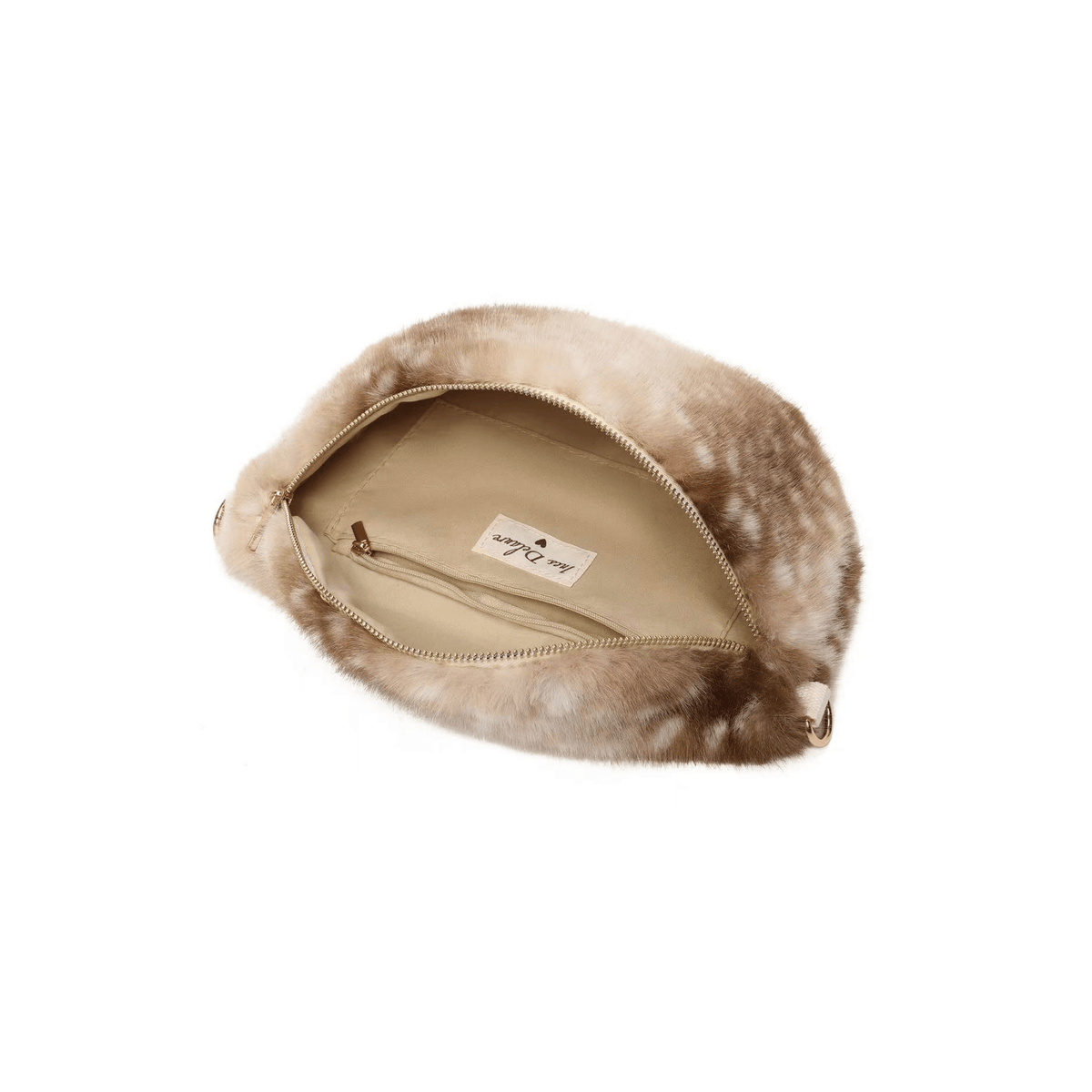 Intérieur du sac banane Bambi beige avec poche zippée