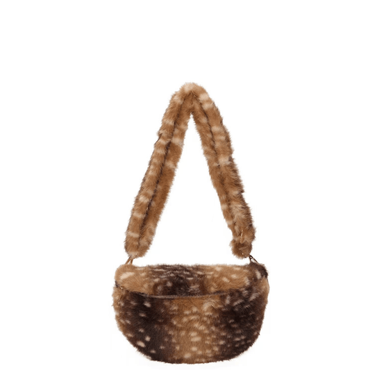 Sac banane Bambi marron avec fermeture zippée et anse fourrure