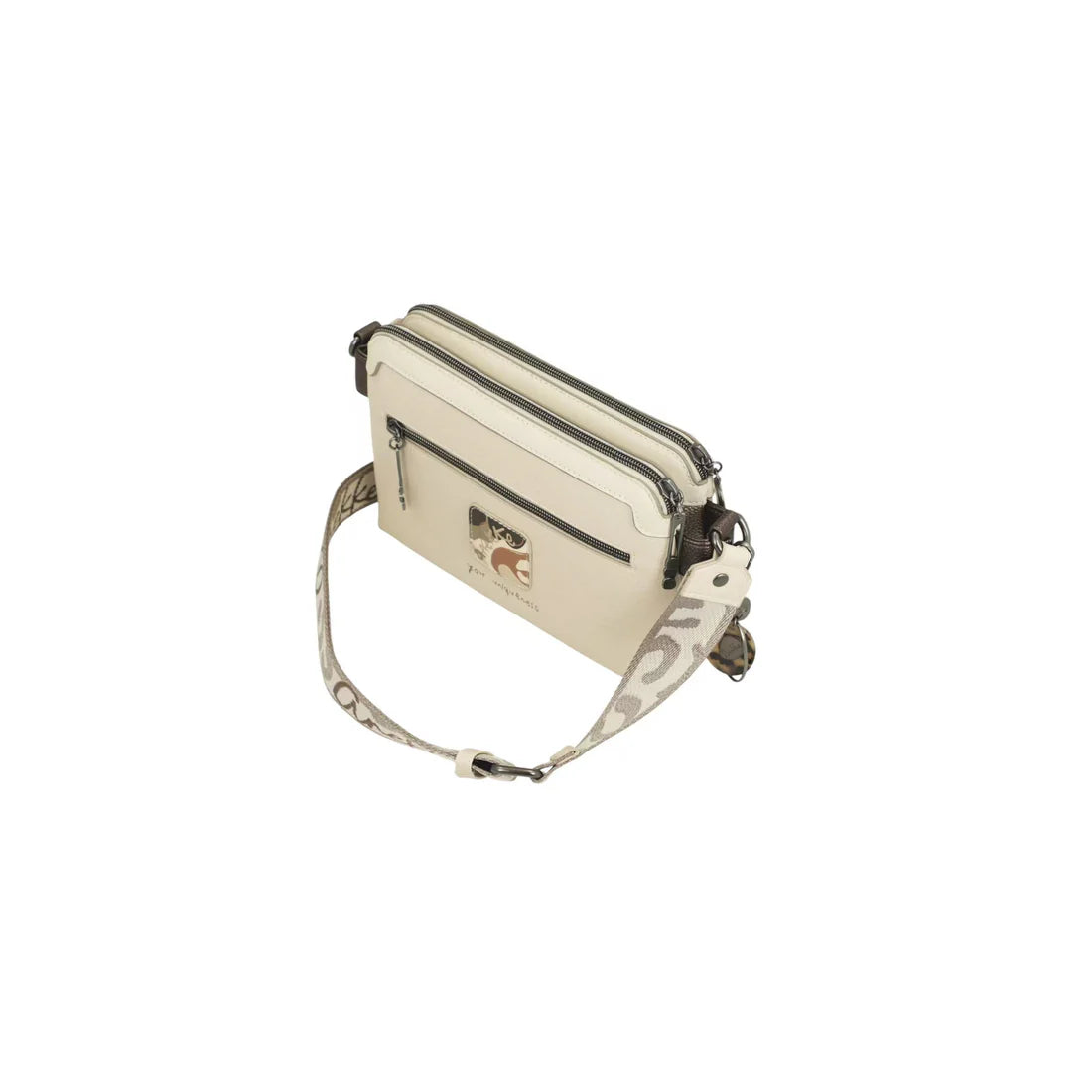 Sac bandoulière femme Anekke beige imprimé – Double compartiment zippé – 42873-160