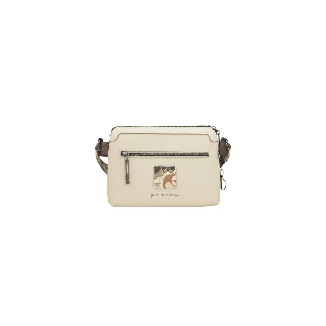 Sac bandoulière femme Anekke beige imprimé – Double compartiment zippé – 42873-160