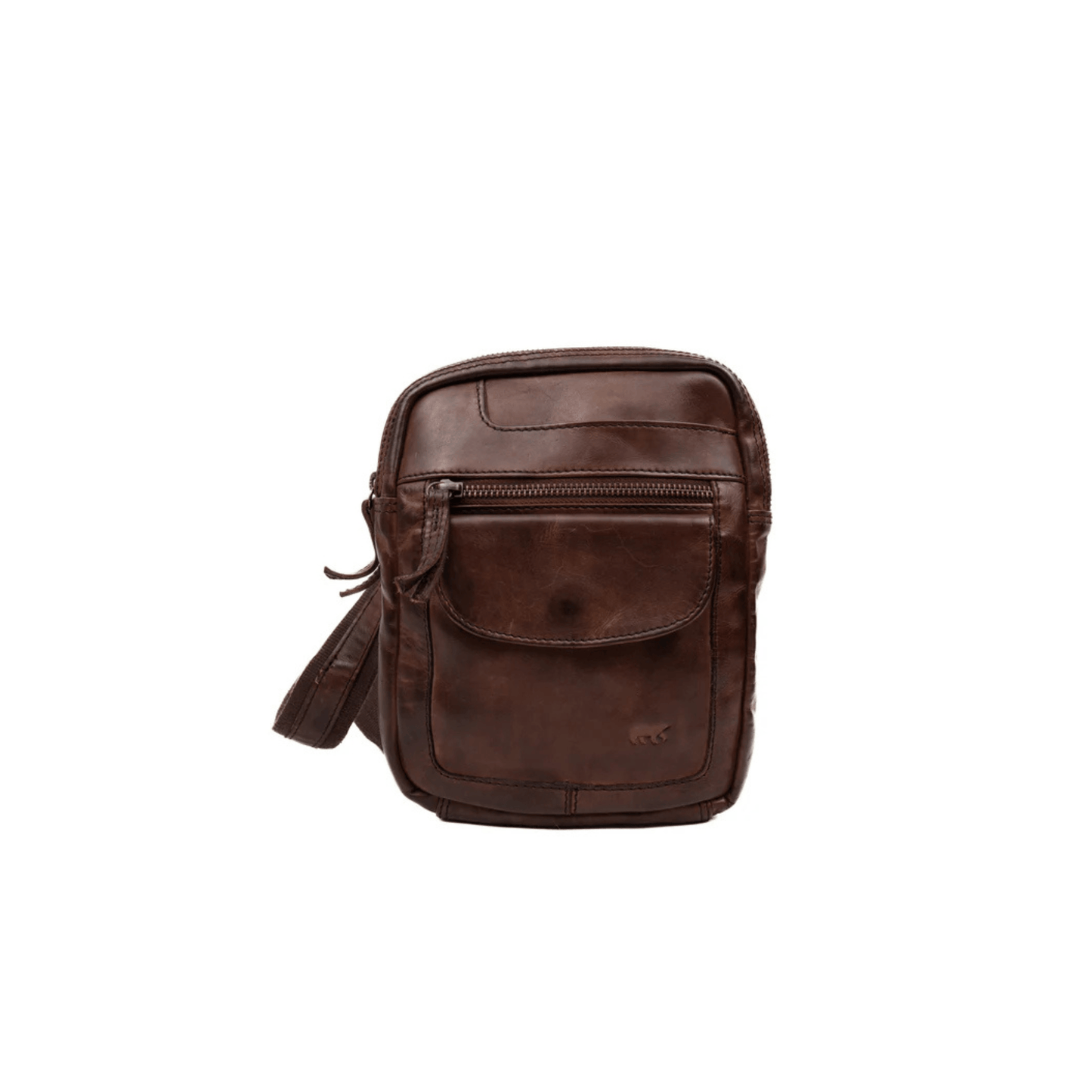 Sac bandoulière Bear Design Sasha Marron en cuir véritable vue de face