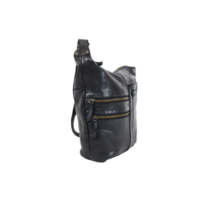 Sac bandouliere cuir BEAR Frieda noir vue profil
