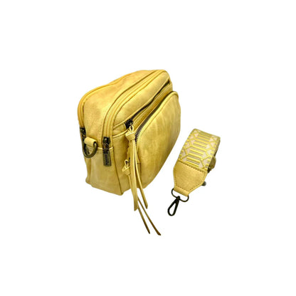 Sac bandoulière femme Mandoline synthétique jaune moutarde – Double bandoulière