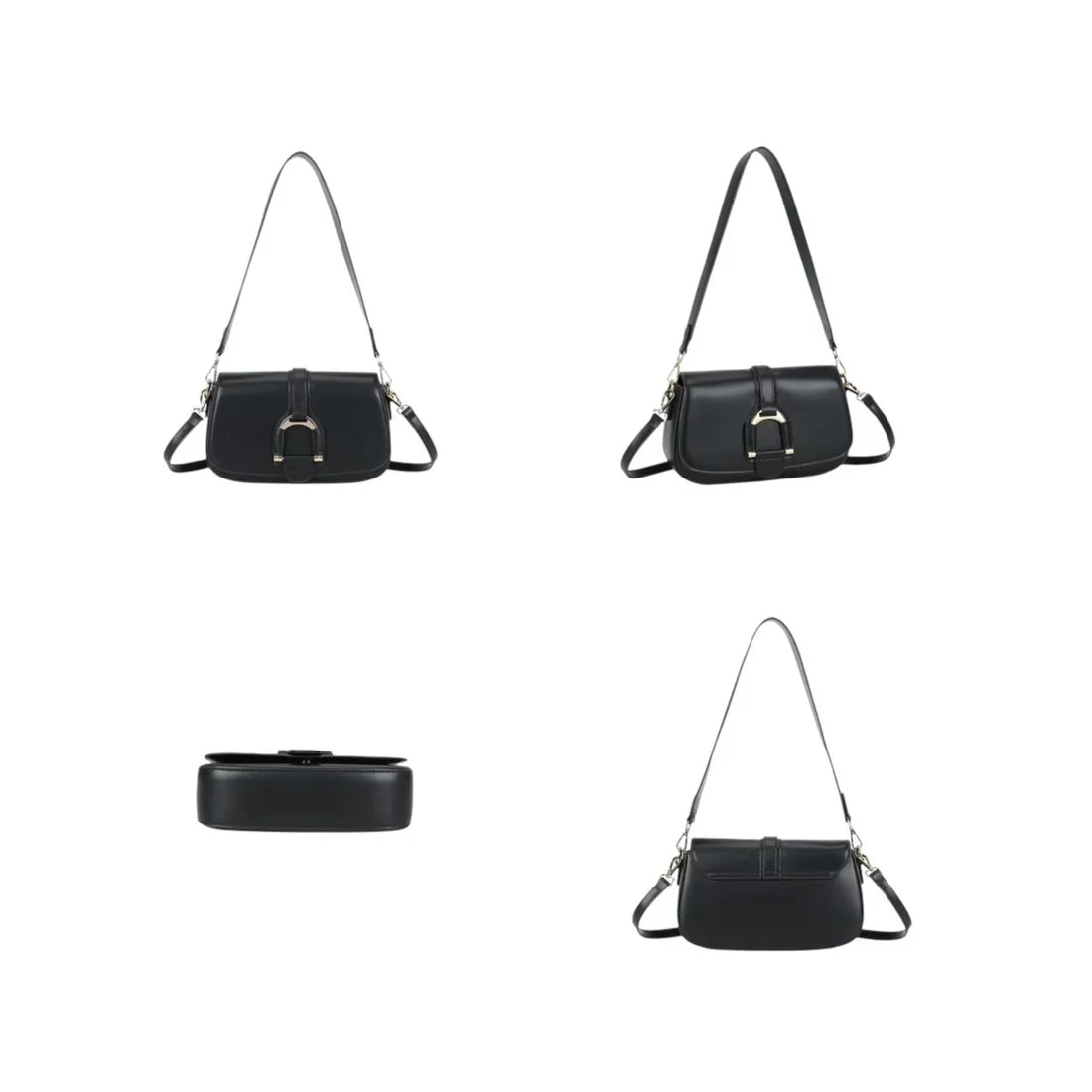 Sac bandoulière femme Gallantry noir – Rabat fermoir – Synthétique