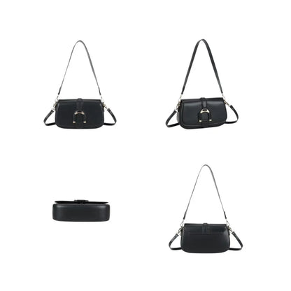 Sac bandoulière femme Gallantry noir – Rabat fermoir – Synthétique
