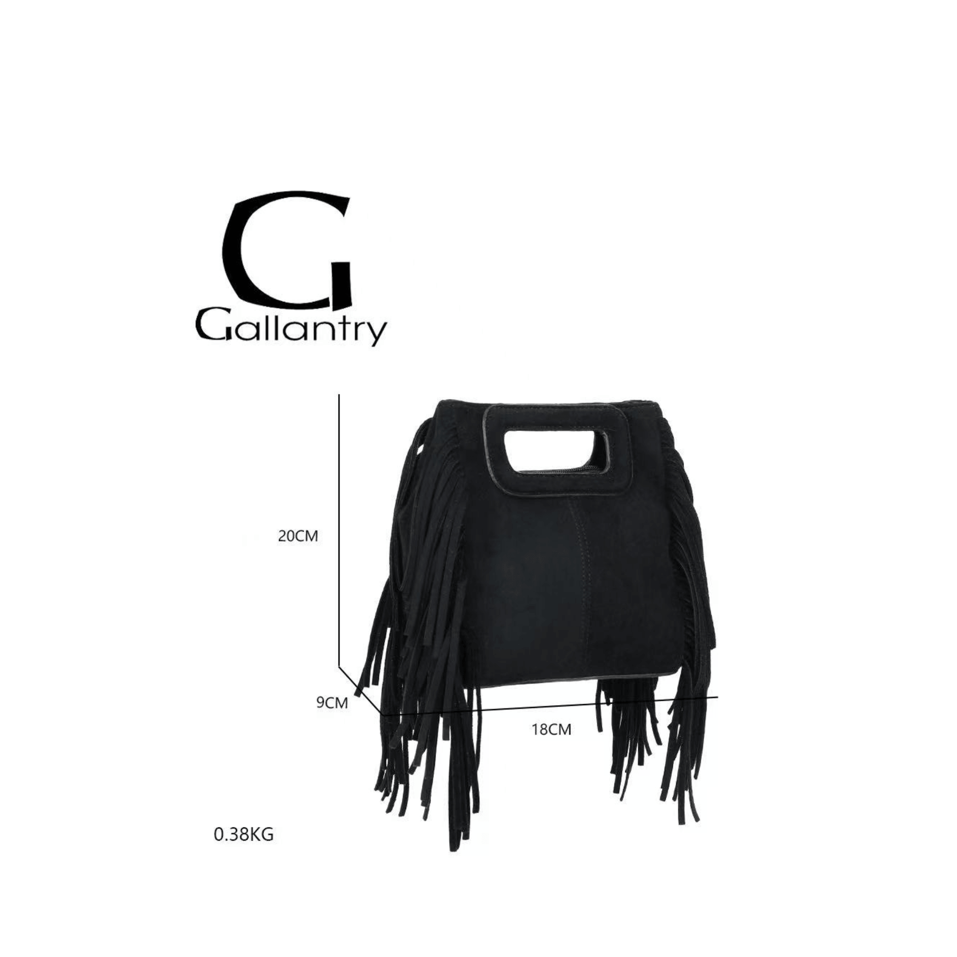 Dimensions sac Gallantry noir effet daim synthétique
