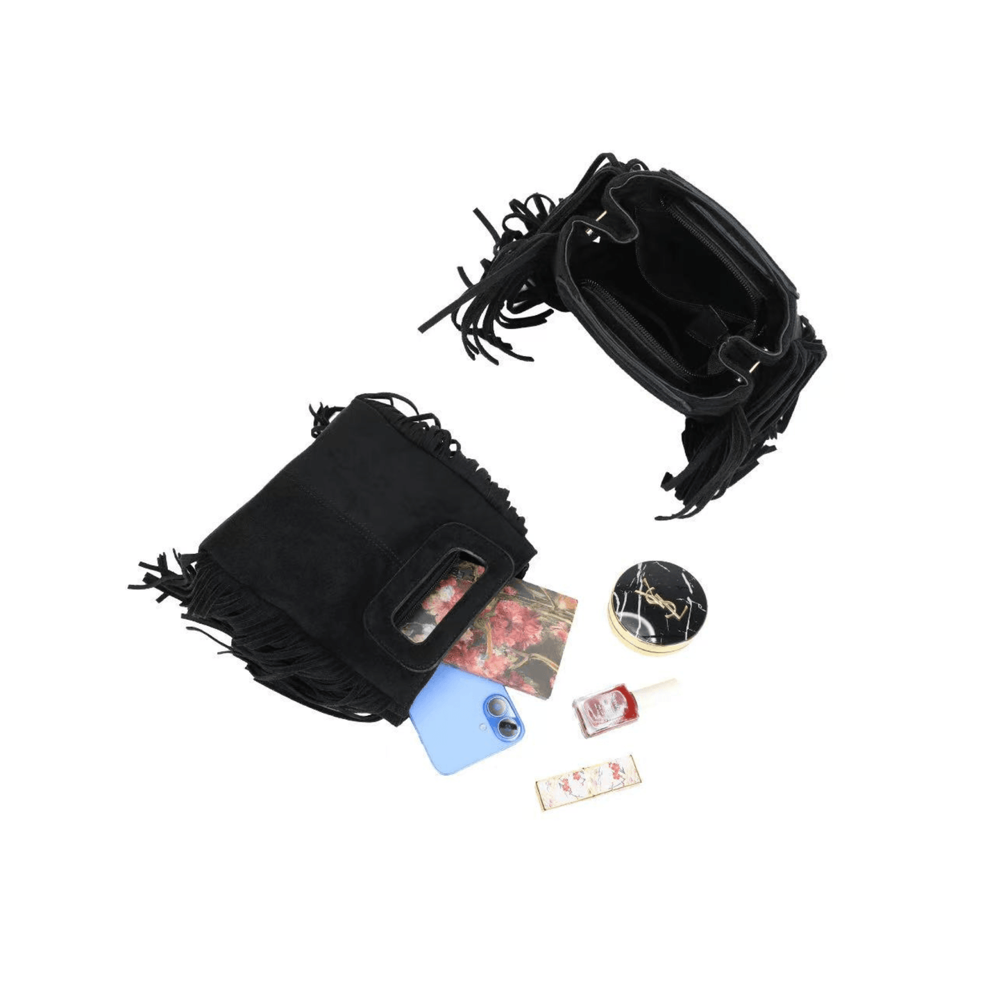 Intérieur du sac Gallantry noir avec compartiments
