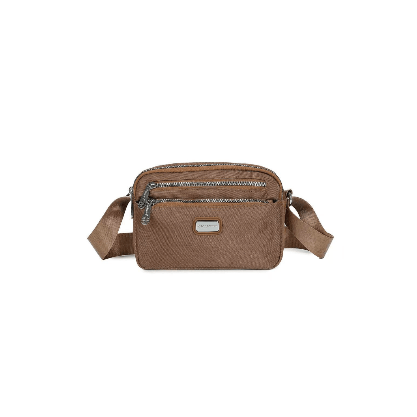 Sac bandoulière Gallantry marron multi poches zippées face