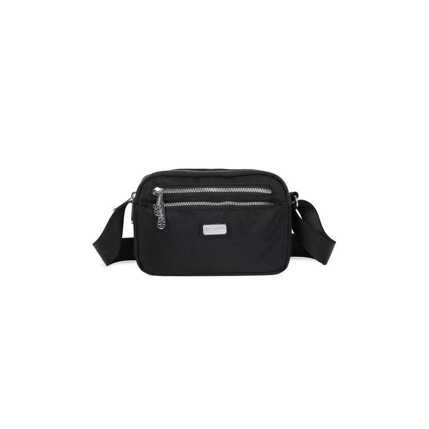 Sac bandoulière Gallantry noir multi poches zippées face Nevada Maroquinerie