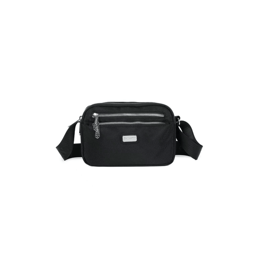 Sac bandoulière Gallantry noir multi poches zippées face Nevada Maroquinerie