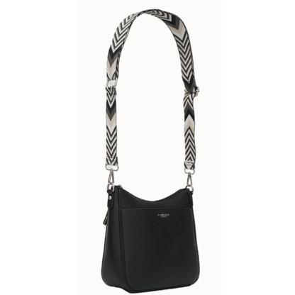 Sac Néo FLORA & CO noir avec bandoulière large à chevrons