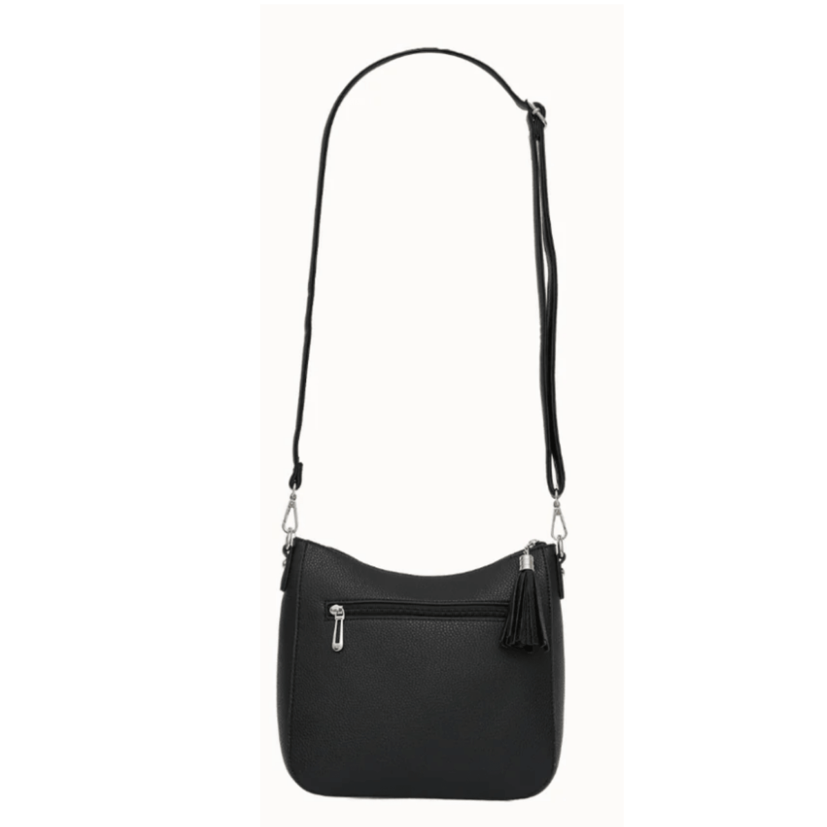Sac Néo FLORA & CO noir vue arrière avec poche zippée