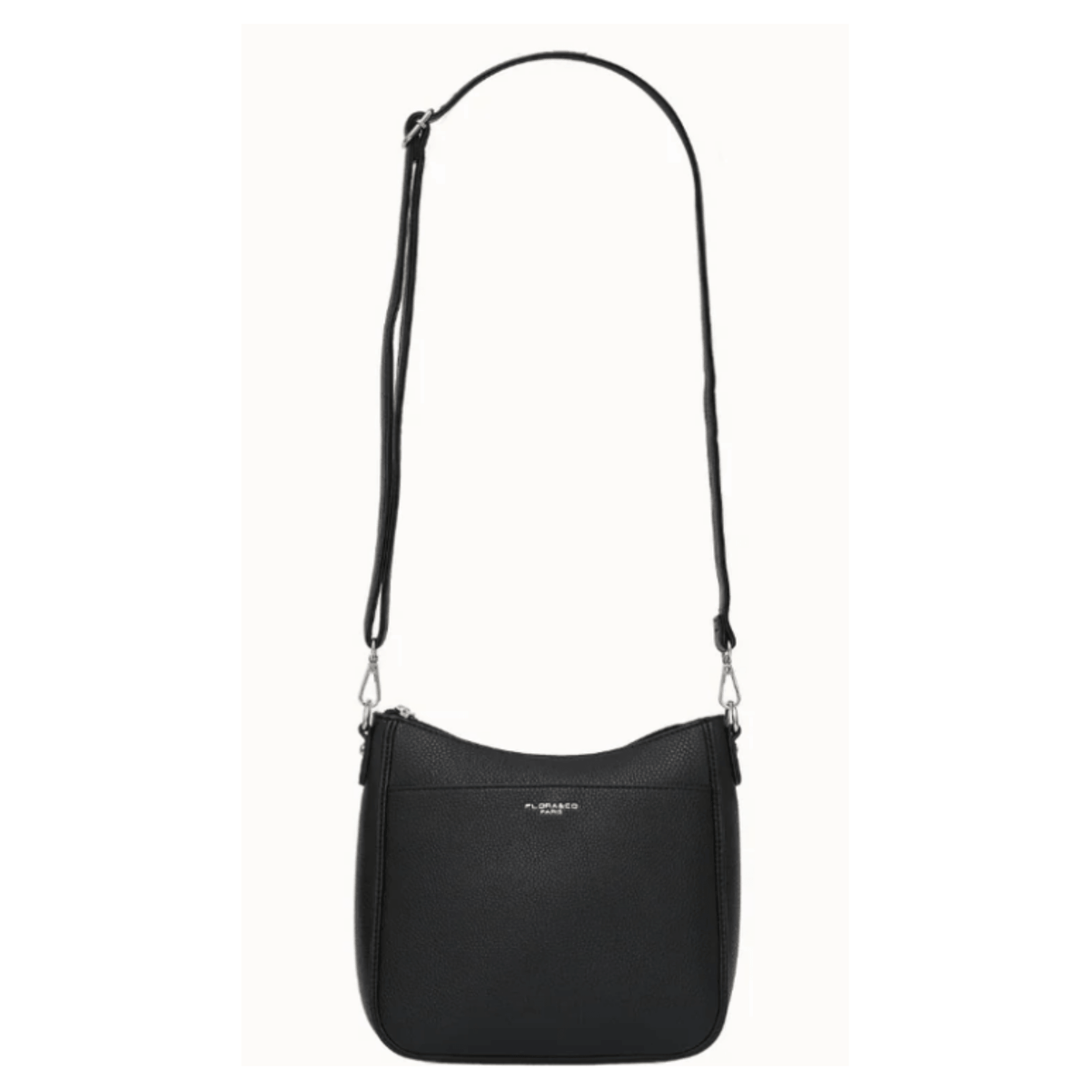Sac bandoulière Néo FLORA & CO noir vue de face