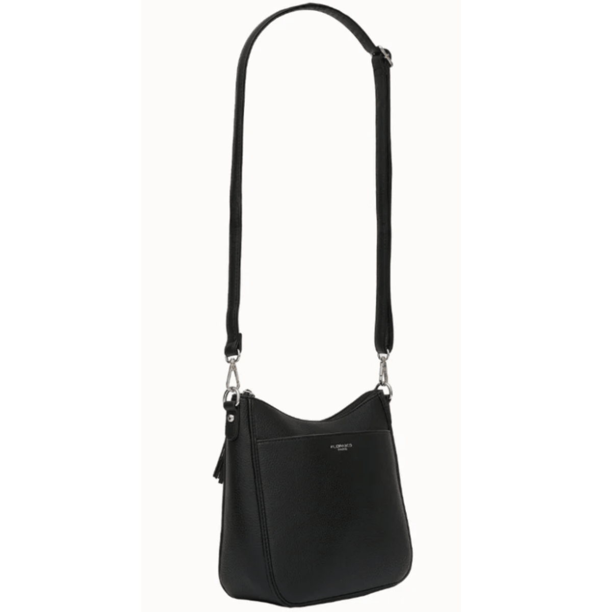 Sac bandoulière Néo FLORA & CO noir vue de profil