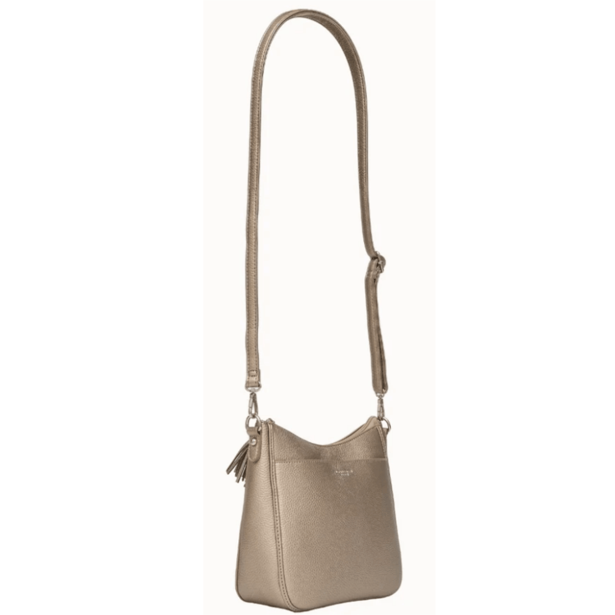 Sac bandoulière Néo taupe métallisé vue de profil