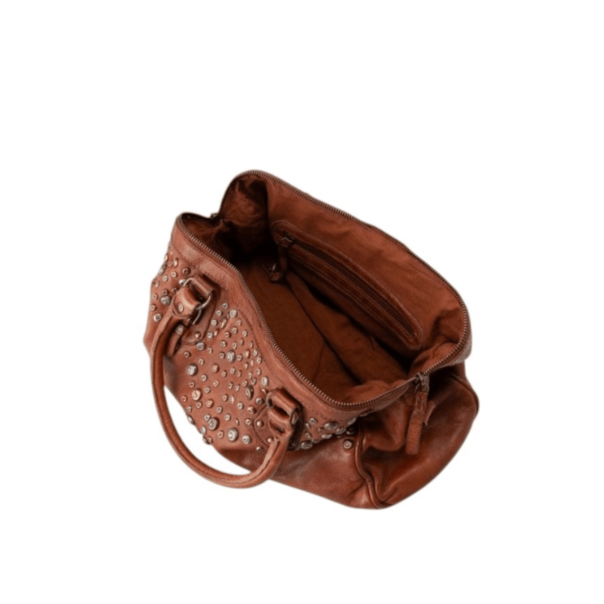 Intérieur du sac BIBA Bunn BUN2L cognac avec poches de rangement