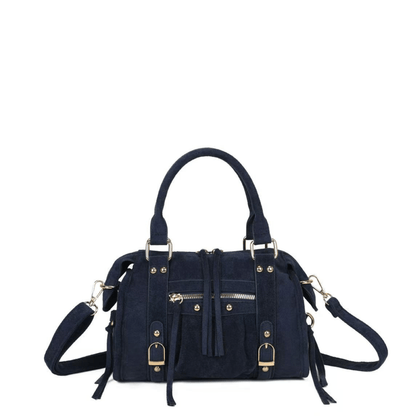 Sac bowling femme Gallantry Skyla bleu marine effet suédine vue de face
