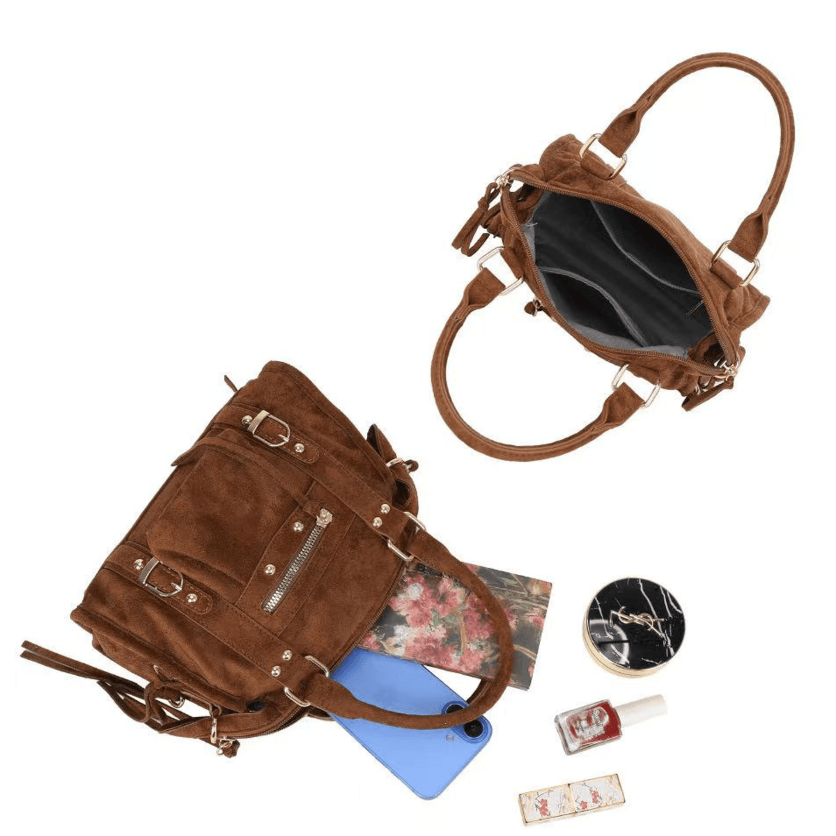 Sac bowling Gallantry Skyla marron intérieur et rangements