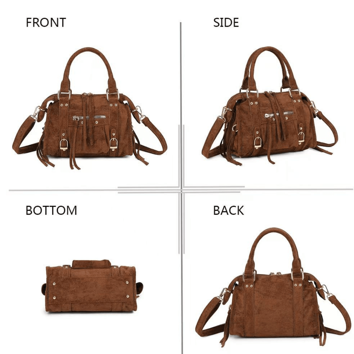 Sac Gallantry Skyla marron vues de face profil dos et dessous