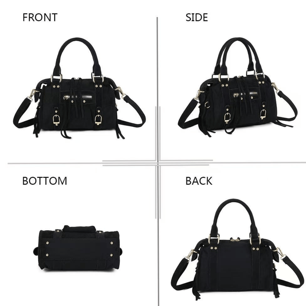 Sac Gallantry Skyla noir vues de face profil dos et dessous