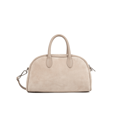Vue arrière du sac bowling Lancaster beige foncé en cuir suédé