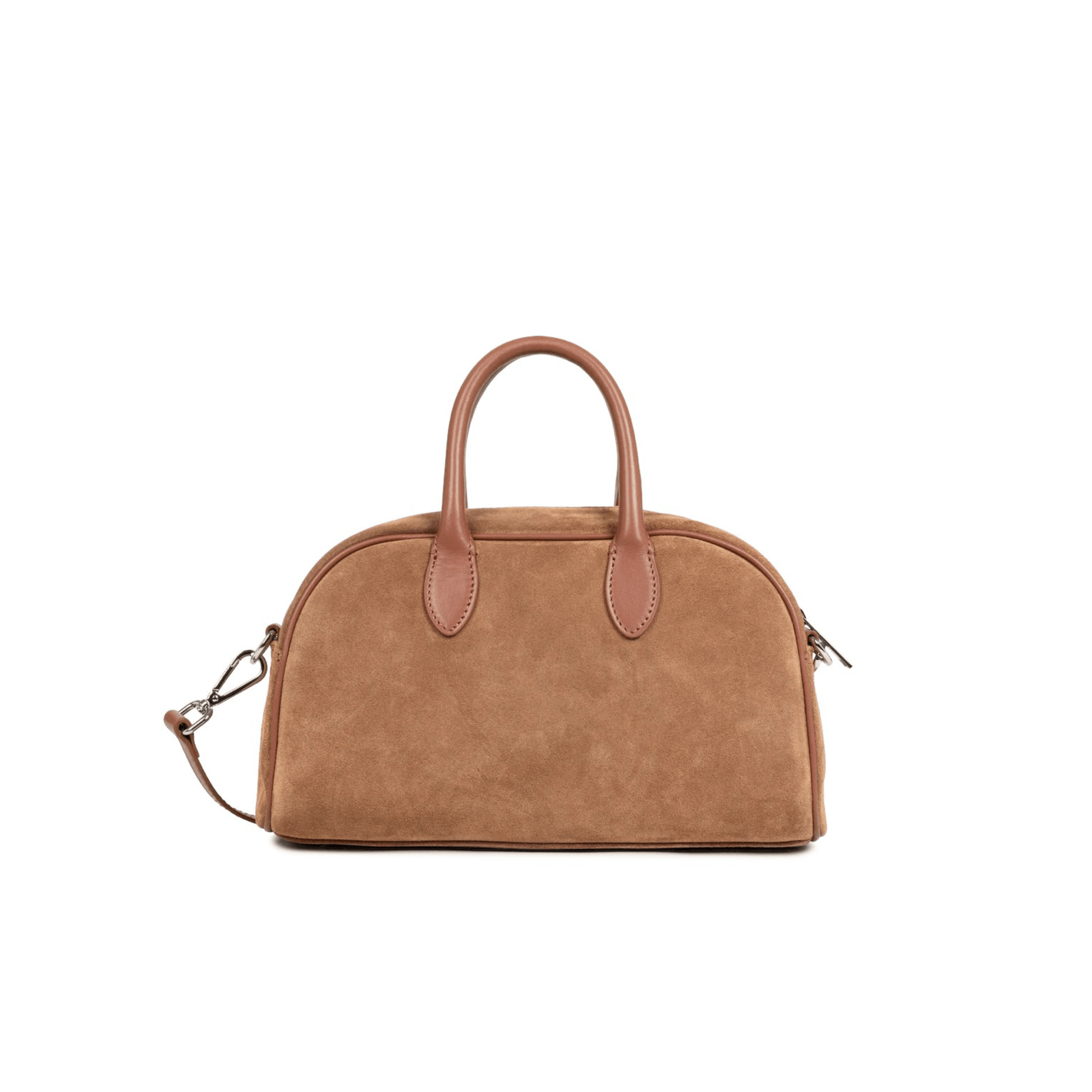 Vue arrière du sac bowling Lancaster camel en cuir suédé