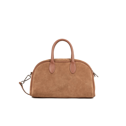 Vue arrière du sac bowling Lancaster camel en cuir suédé