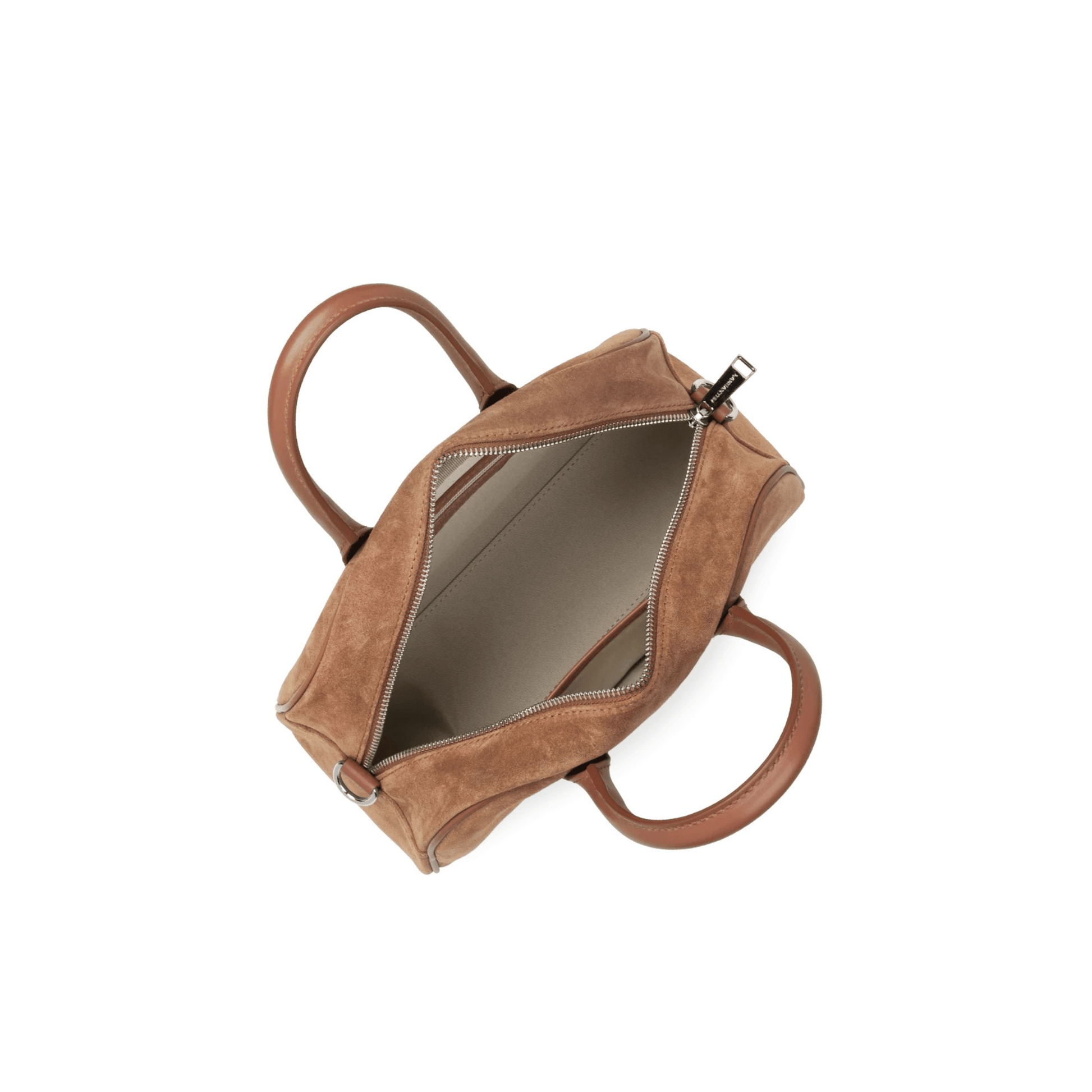Intérieur du sac Lancaster bowling camel cuir effet velours