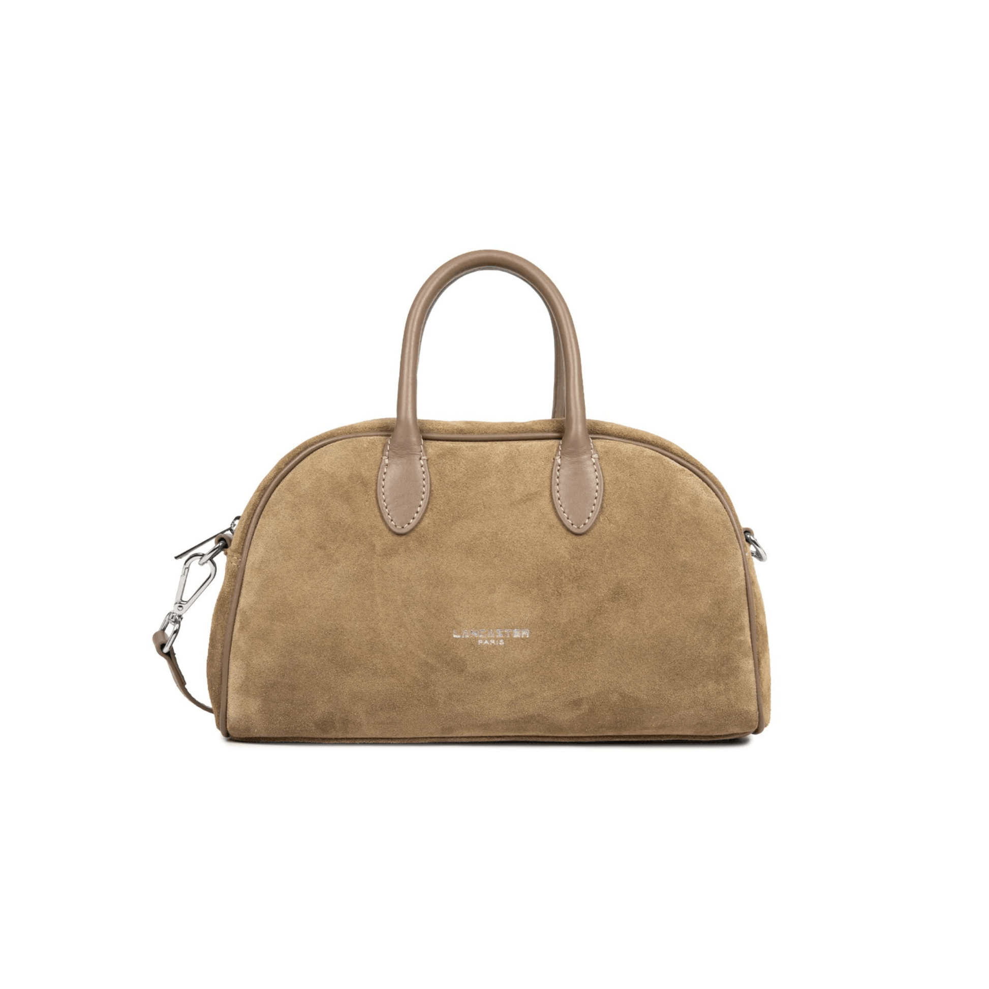 Sac bowling Lancaster suède sable vue face Nevada Maroquinerie