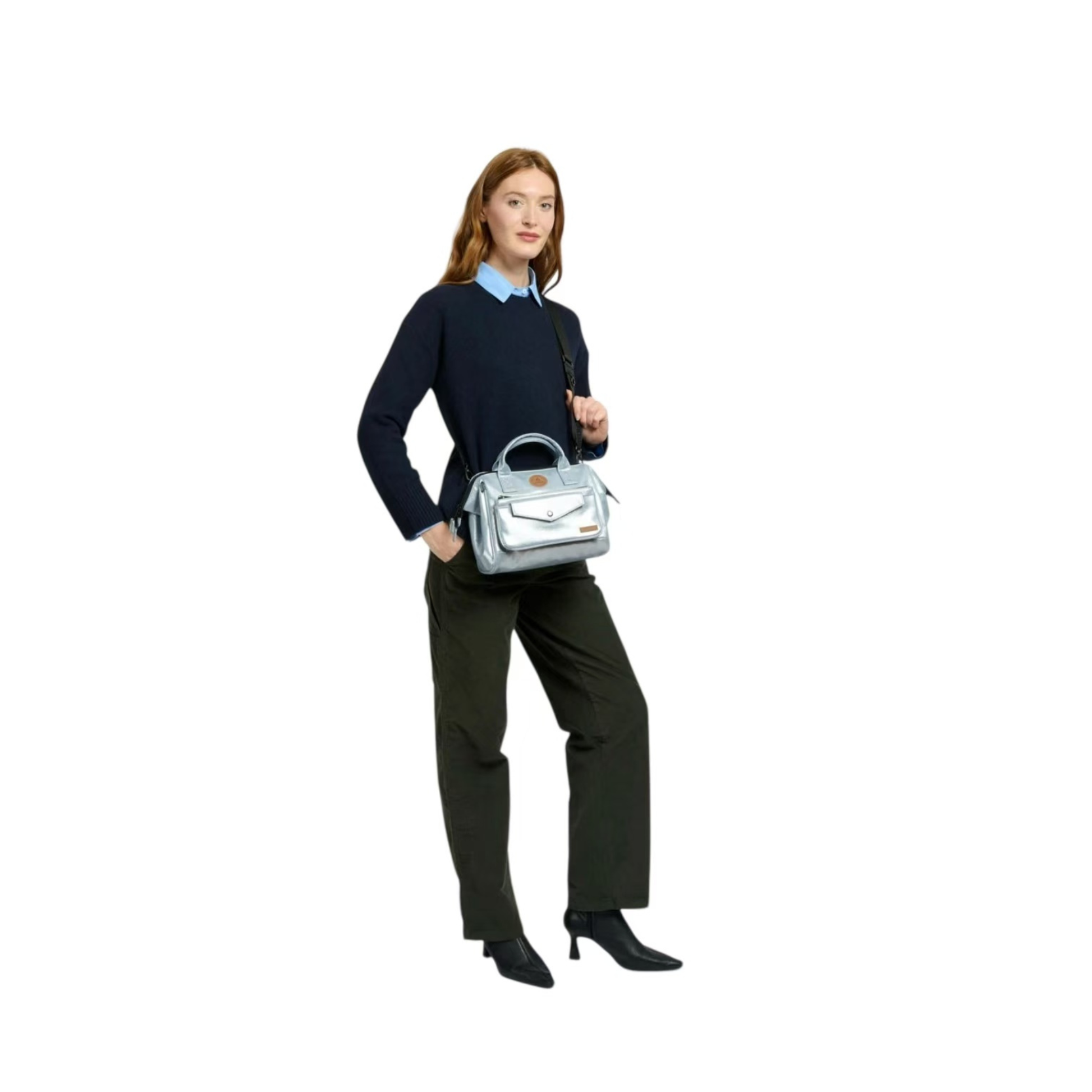 Sac Cabaia Fidji Silver porté épaule femme