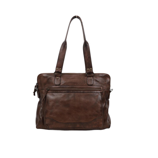 Sac cabas cuir femme BEAR LIA marron vue de face Nevada Maroquinerie