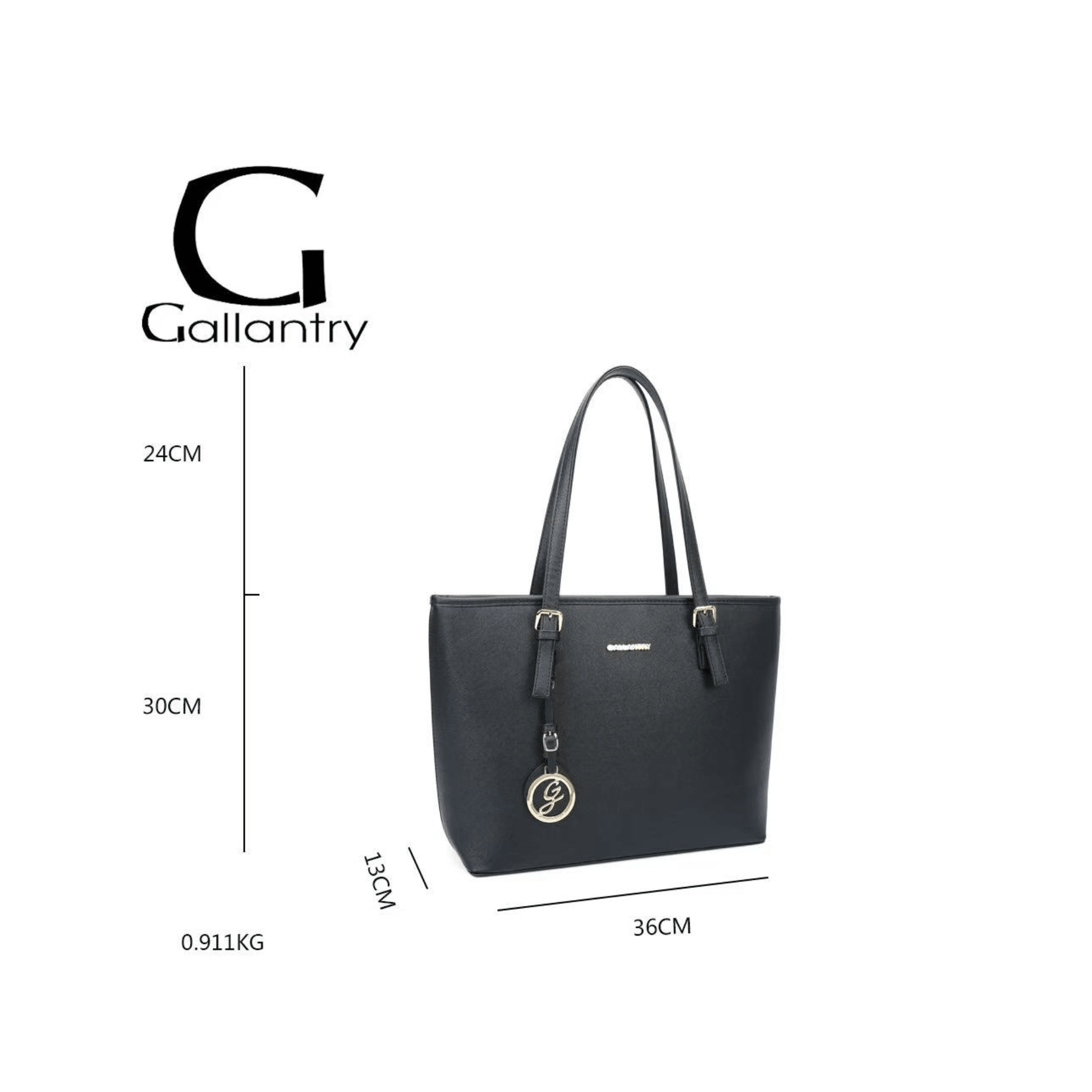 Sac cabas Gallantry noir dimensions 36cm format A4
