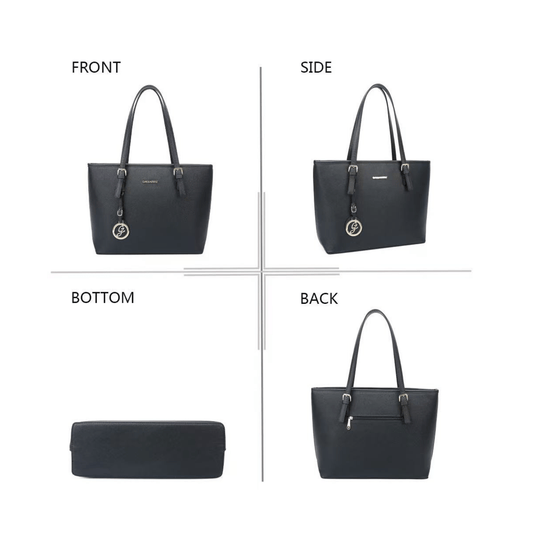 Sac cabas Gallantry noir vue face cote dos

