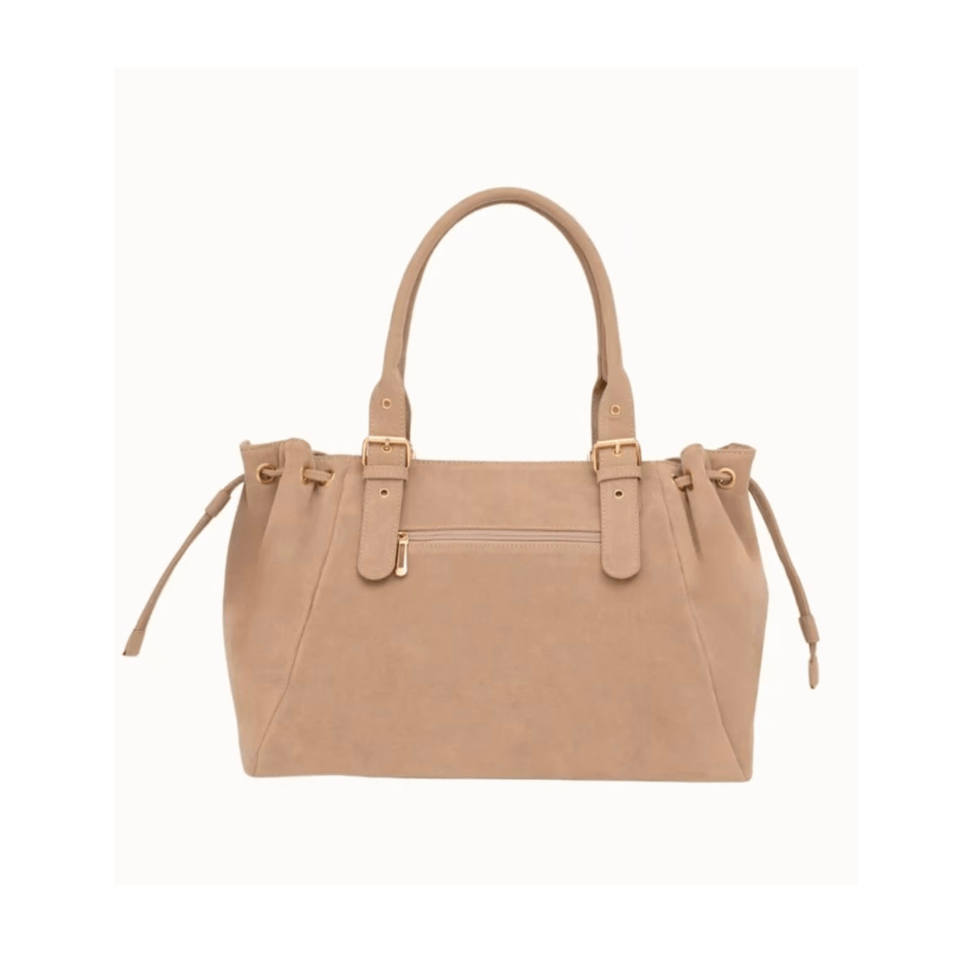 Dos du sac cabas Garance beige avec poche extérieure zippée