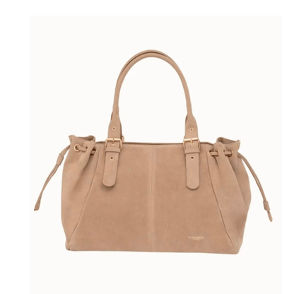 Sac cabas Garance beige grand format A4 en suédine vue de face
