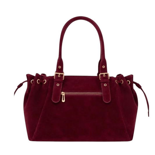 Sac cabas Garance bordeaux grand format vue arrière avec poche zippée