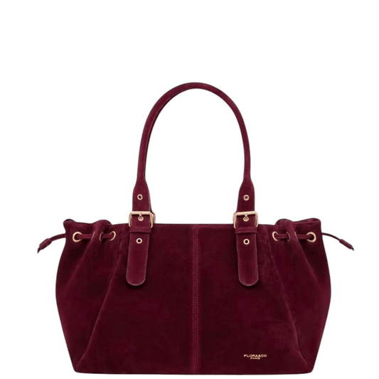 Sac cabas Garance bordeaux grand format A4 femme vue de face