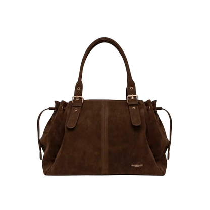 Sac cabas Garance chocolat grand format A4 en suédine vue de face