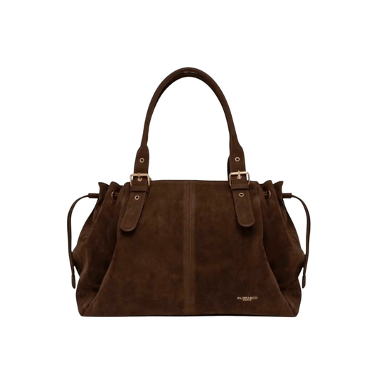 Sac cabas Garance chocolat grand format A4 en suédine vue de face