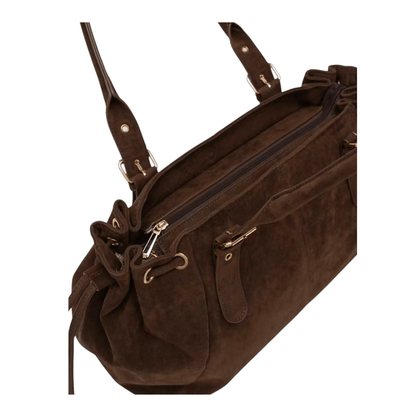 Intérieur du sac cabas Garance chocolat avec grande ouverture et compartiment principal