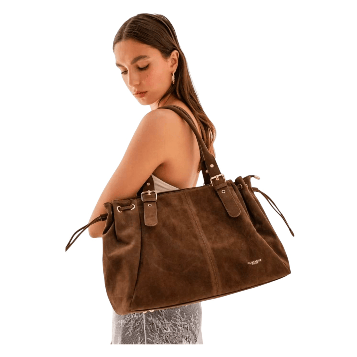 Sac cabas Garance chocolat porté à l'épaule, idéal pour le bureau, le lycée et l'université