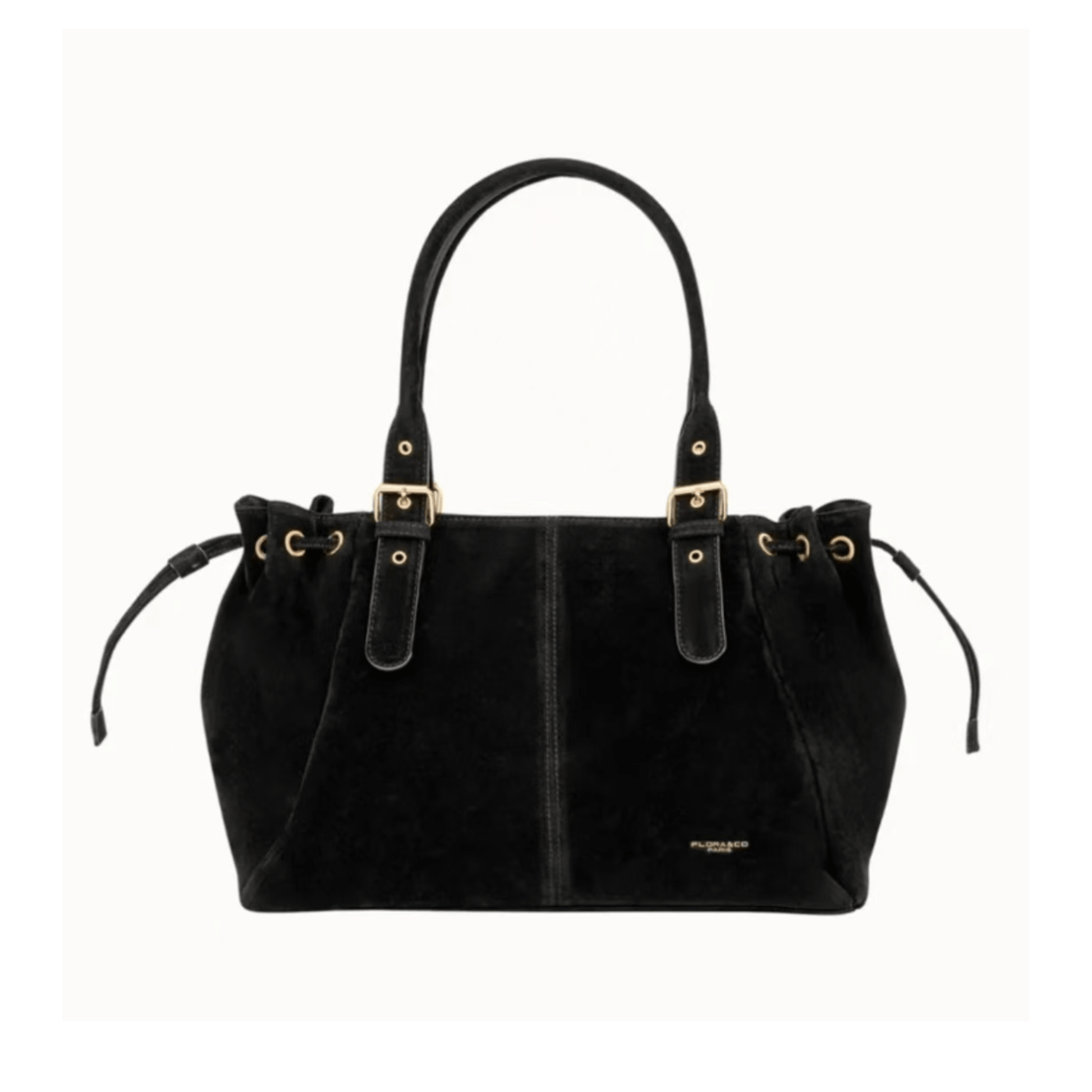 Sac cabas Garance noir grand format A4 en suédine vue de face
