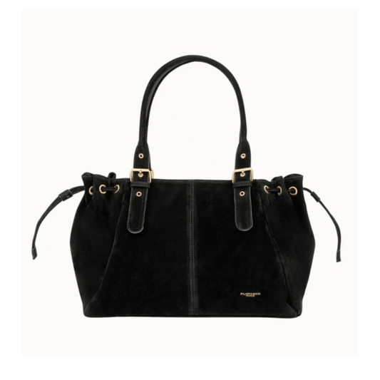 Sac cabas Garance noir grand format A4 en suédine vue de face