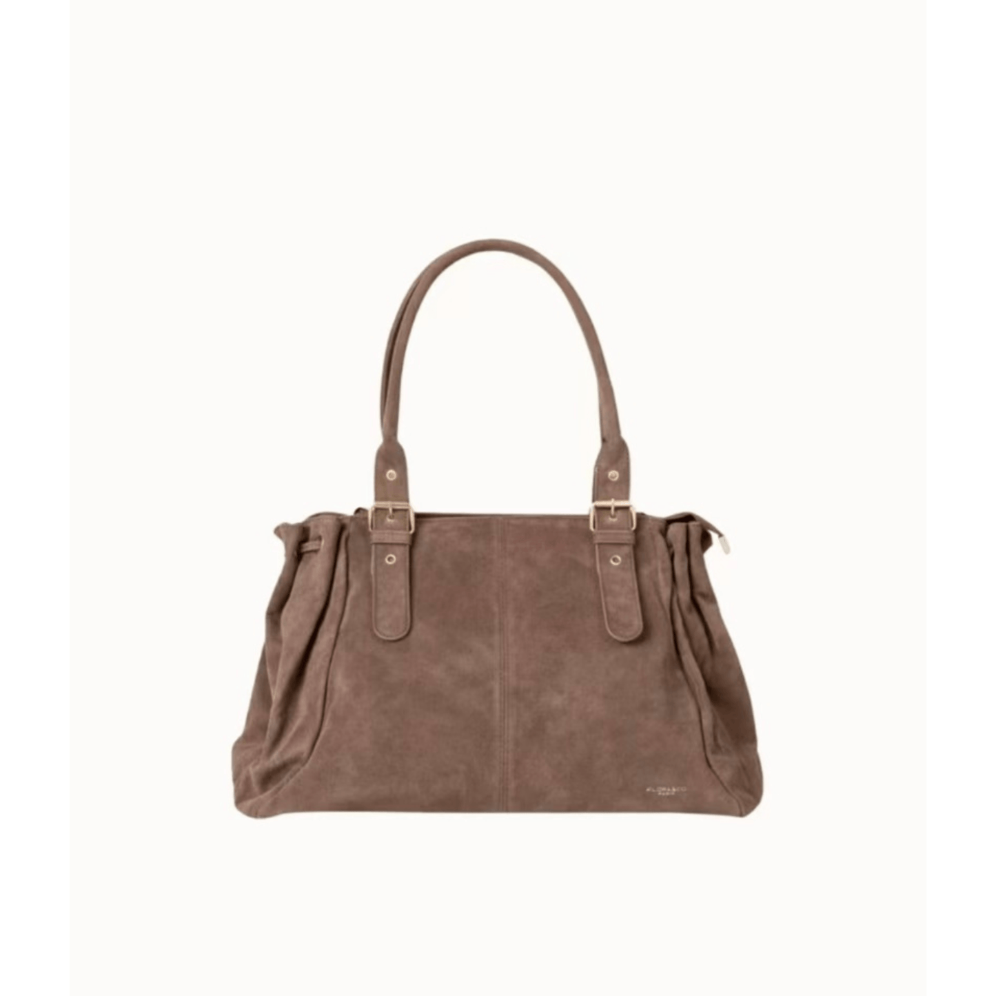 Sac cabas Garance taupe grand format A4 en suédine vue de face