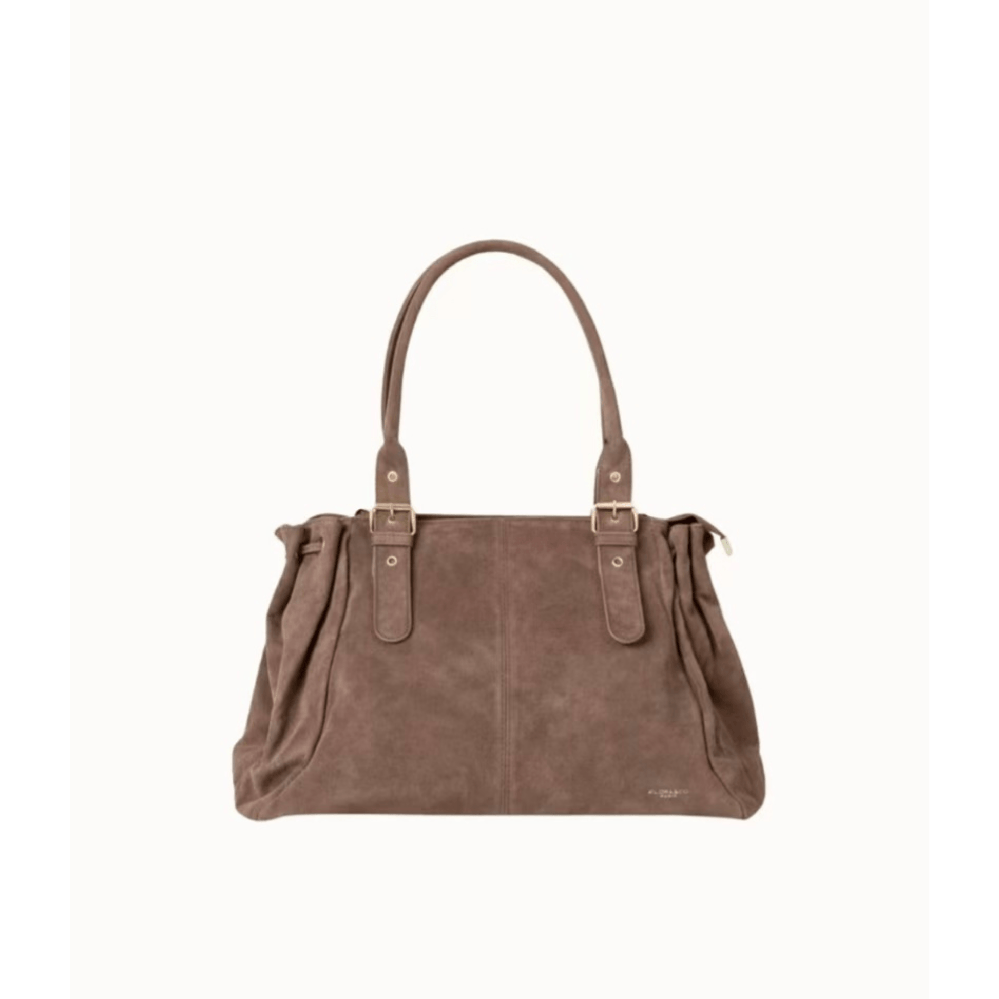 Sac cabas Garance taupe grand format A4 en suédine vue de face