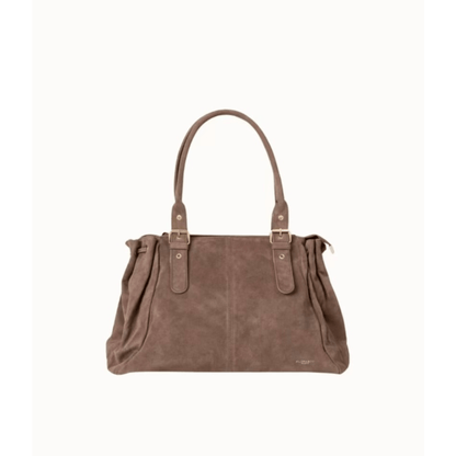Sac cabas Garance taupe grand format A4 en suédine vue de face