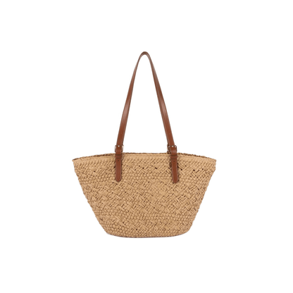 Dos du sac cabas Lancaster Le Panier cognac en osier naturel